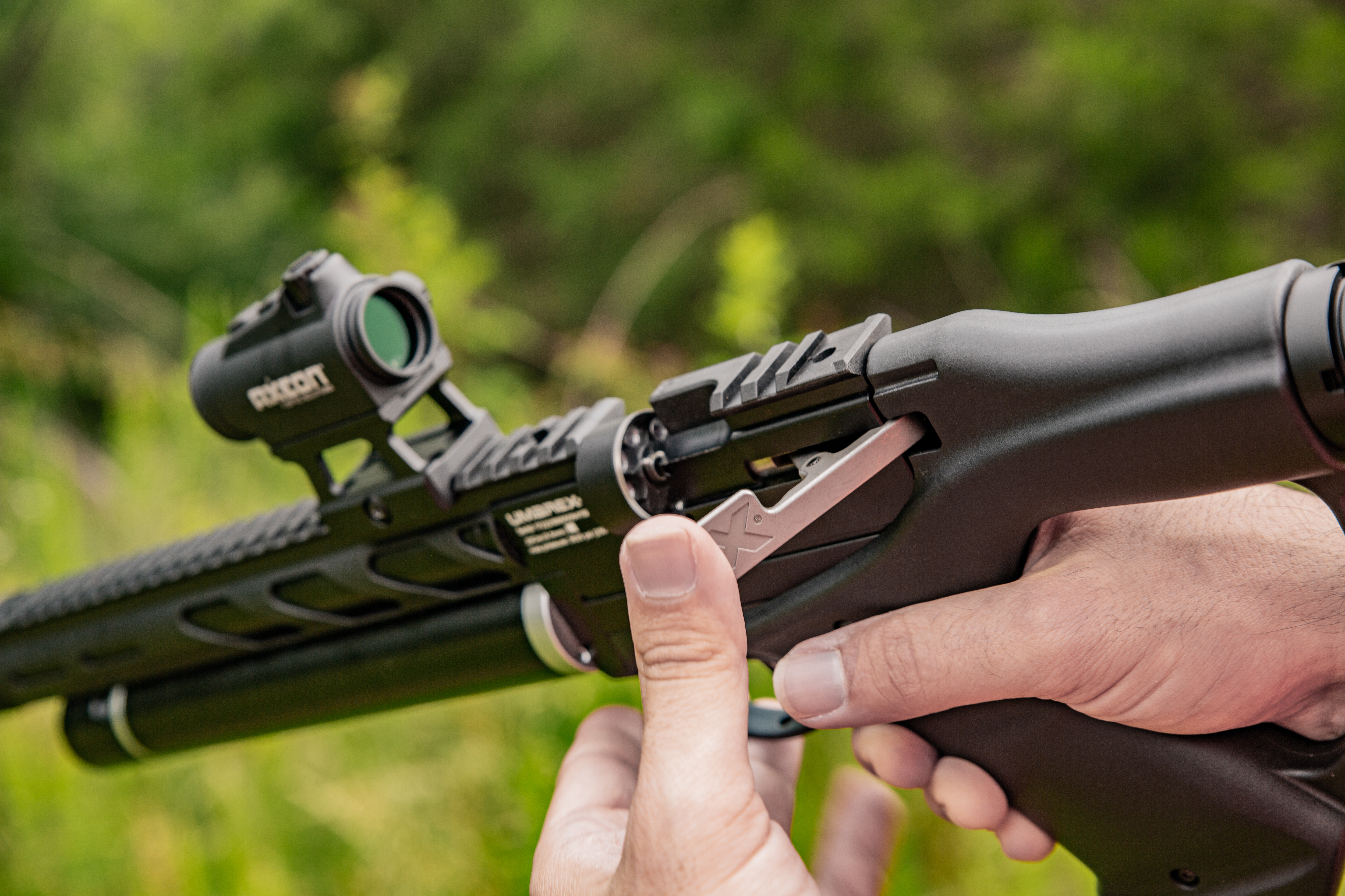 Umarex Notos PCP rifle with red dot sight on it.